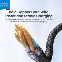 Brave BDC-44 2 in 1 6A Fast Charging Data Cable Cable